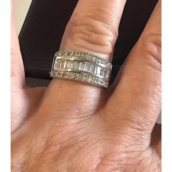 4Ct Baguette & Round Cut Sim Diamond Band Ring Sz 9 - Picture 4 of 4